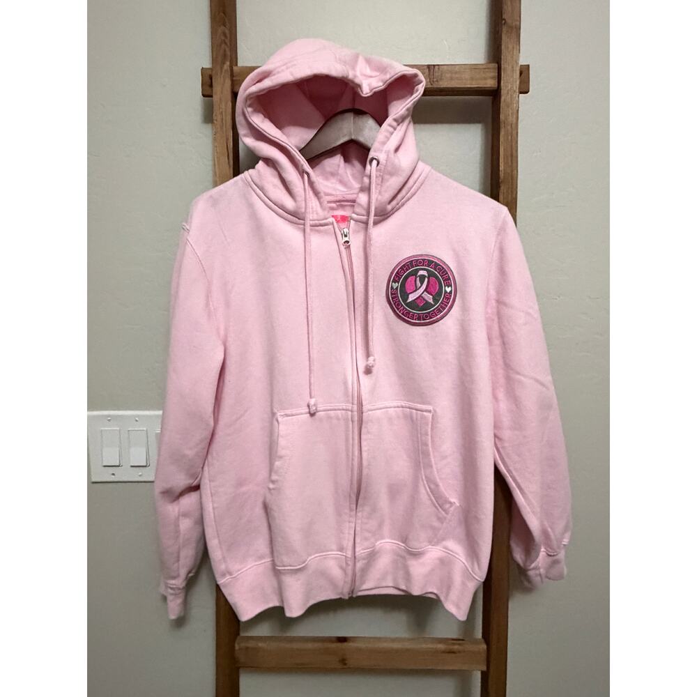 Womens Pink Fight For A Cure Hoodie Sweatshirt Breast Cancer Sweat Shirt Mediuma